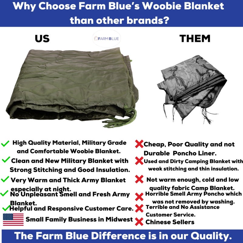 Farm Blue بطانية الجيش الأخضر OD الزرقاء من المزرعة - بطانية تكتيكية خفيفة الوزن متعددة الوظائف لجميع الأحوال الجوية - معدات التخييم، الرحلات والمزيد - زيتون داكن - Image 2